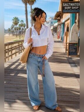 Cropped Classic Button Down Shirt LG